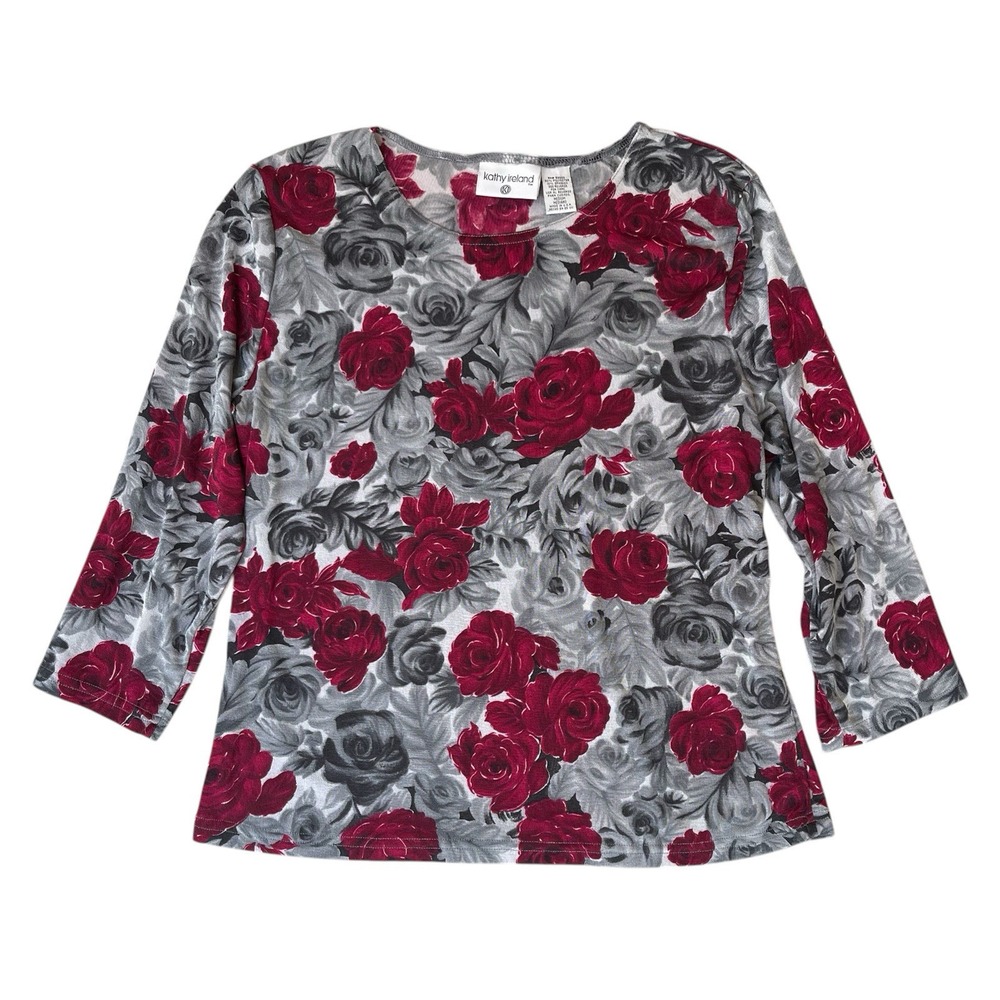 Vintage Kathy Ireland Shirt Womens Medium‎ Floral Dark Cottagecore Whimsigoth